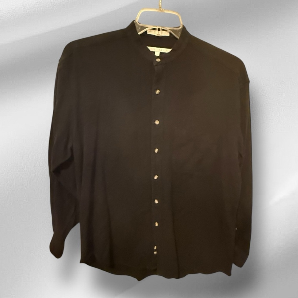 Perry Ellis Black Cotton Shirt
